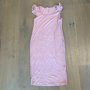 Pink fitted midi maternity dress